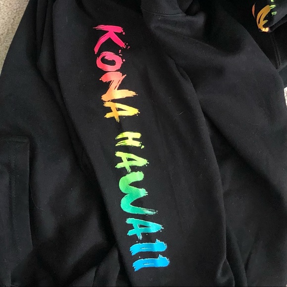 Popular Sports Black Kona Hawaii Beach Surfing Neon Graphic Mens Hoodie - Picture 5 of 7